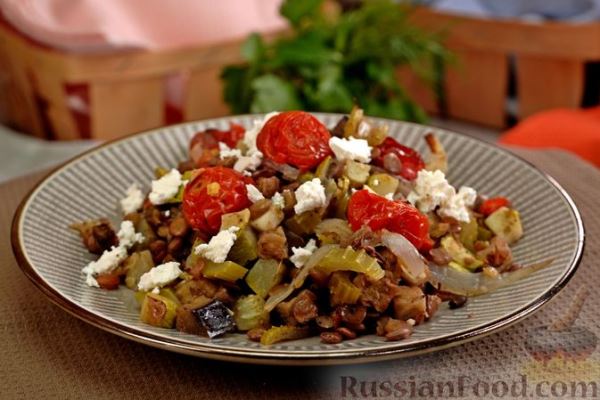 Чечевица с овощами, запеченная в пергаменте